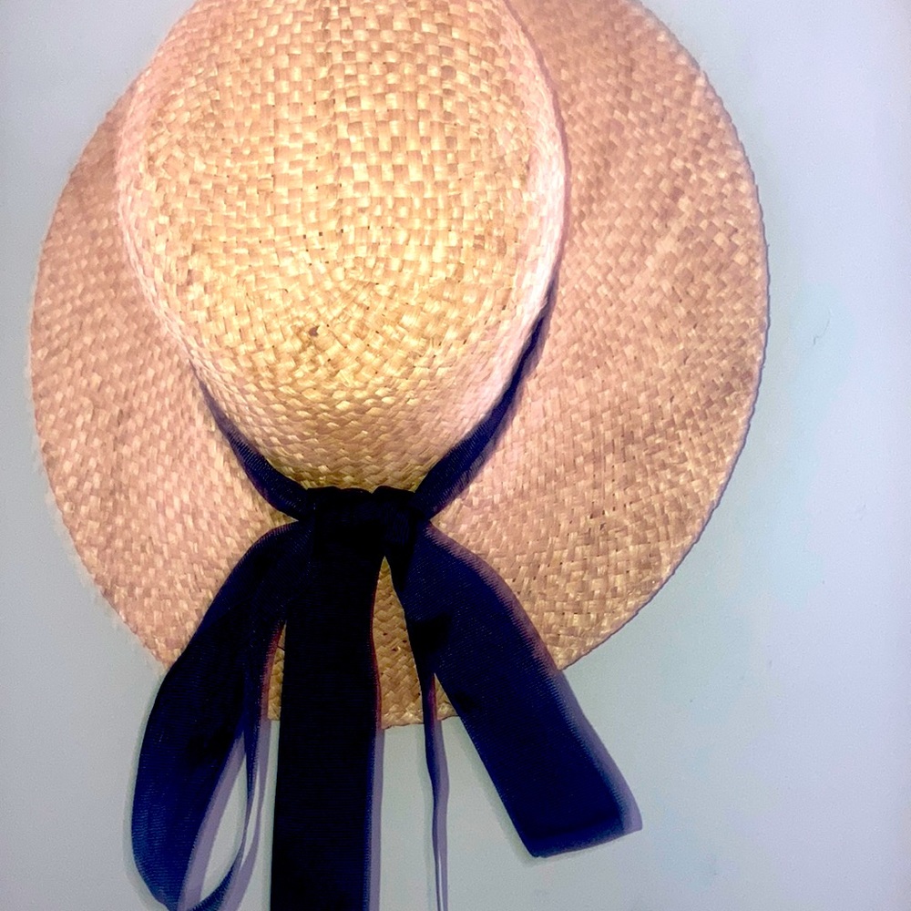 Antonio Melani straw beach hat with interchangeable ribbons.